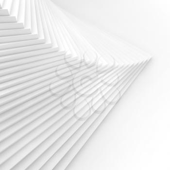 Abstract square white background, parametric spiral stairs installation, 3d rendering illustration