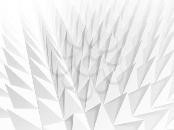 Abstract white geometric cg background with sharp triangular structure relief pattern. 3d rendering illustration
