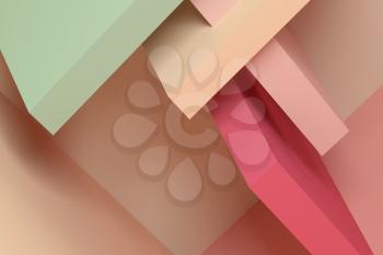 Abstract colorful cg background with geometric installation. 3d rendering illustration