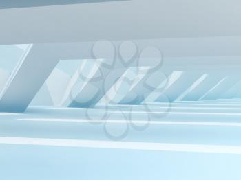 Abstract light blue interior background. Parametric architecture template. 3d rendering illustration