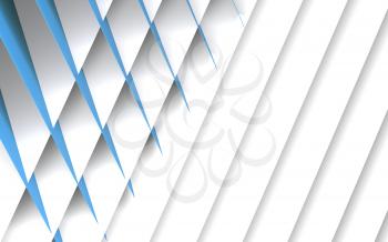 Abstract geometric background, pattern of intersected blue and white paper sheets. 3d rendering illustration