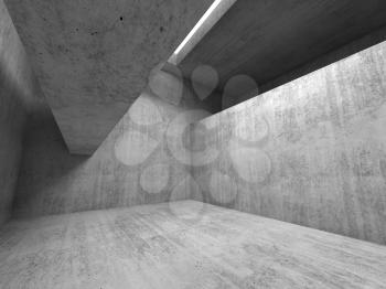 Abstract empty room background,  gray concrete interior, walls and girders, 3d rendering illustration