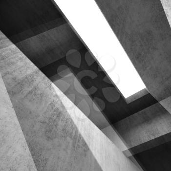 Abstract dark background, intersected concrete structures. Square digital illustration with double exposure effect, 3d render illustration 