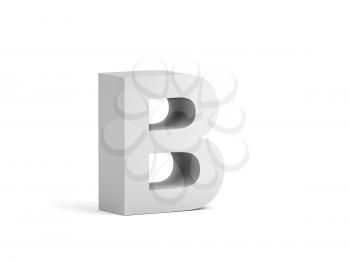White bold letter B isolated on white background with soft shadow, 3d rendering illustration 