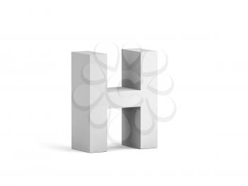 White bold letter H isolated on white background with soft shadow, 3d rendering illustration 
