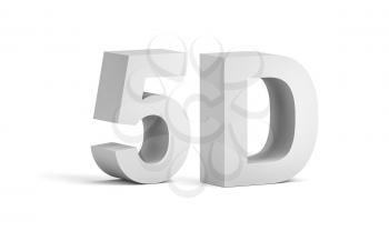 5D, digital text on white background with soft shadow. 3d rendering illustration