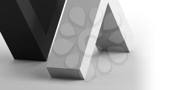 Abstract geometric installation with white and black corners. 3d rendering illustration