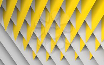 Abstract geometric background. Intersected yellow and white paper sheets pattern. 3d rendering illustration