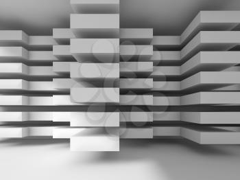 Abstract interior design. White modern architecture background, digital 3d illustration