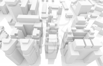 Abstract contemporary white cityscape, digital 3d render illustration