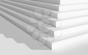Abstract digital geometric background, empty white stairs with shadow, 3d illustration