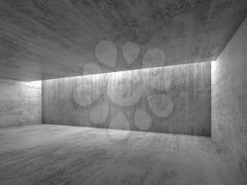 Empty gray concrete room interior. Abstract modern architecture background, 3d render