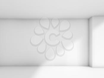 Abstract white empty room interior. 3d render illustration, studio with wall column and side soft light