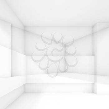 Abstract white room, contemporary square background. 3d render illustration with multi-exposure effect