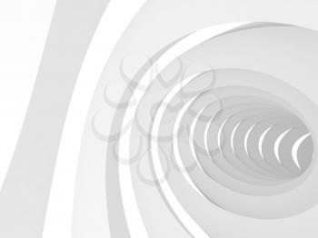 Abstract digital background, vortex tunnel interior over white background, 3d illustration
