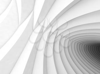 Abstract geometric background with white  tunnel of intersected helix shapes, 3d illustration