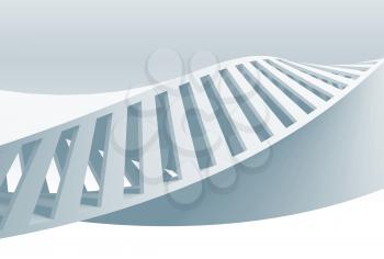 Abstract white spiral structure, helix frame, blue toned 3d illustration