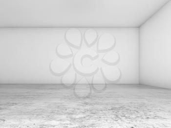 Abstract empty interior background, white walls and concrete floor, contemporary architecture design. 3d illustration