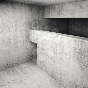 Abstract empty square concrete interior, 3d illustration