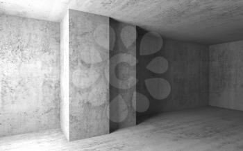 Abstract architectural background, empty concrete room with columns. 3d illustration