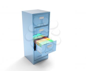 Single file cabinet isolated on white background