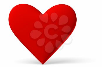 Red heart symbol isolated on white background, 3D illustration