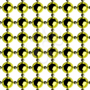 Abstract metal seamless background: lattice consisting of golden and steel balls isolated on white 