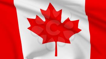 National flag of Canada flying in the wind, 3d illustration closeup view