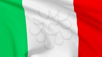 National flag of Italian Republic flying in the wind, 3d illustration closeup view