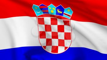 National flag of Republic of Croatia flying in the wind, 3d illustration closeup view
