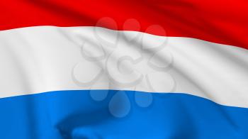 National flag of Netherlands flying in the wind, 3d illustration closeup view