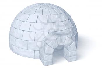 Igloo icehouse isolated on white diagonal view background three-dimensional illustration