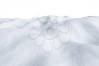 White snowy field with hills and smooth snow surface isolated  winter arctic minimalist 3d illustration