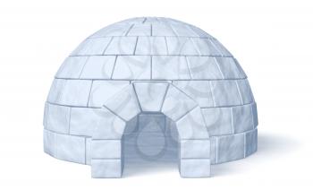 Igloo icehouse isolated on white background front view three-dimensional illustration