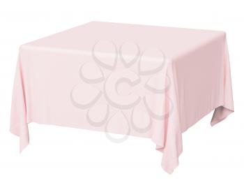 Square pink tablecloth isolated on white, 3d illustration