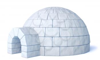 Igloo icehouse on isolated white background three-dimensional illustration