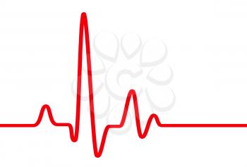 Red heart beat pulse graphic line on white, healthcare medical sign with heart cardiogram, cardiology concept pulse rate diagram illustration