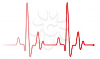 Red heart pulse graphic line on white. Healthcare medical sign with heart cardiogram, cardiology concept pulse rate diagram illustration.
