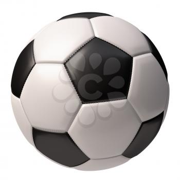 Realistic soccer ball with black and white elements [isolated] on white background. Football sport game ball 3D illustration