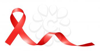 Red ribbon, World Cancer Day symbol in 4th february isolated on white creative 3D illustration.