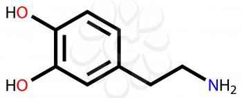 Structural formula of dopamine on a white background