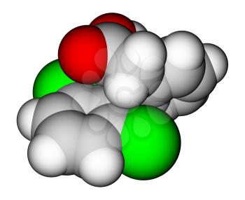 Diclofenac, a non-steroidal anti-inflammatory drug. 3D molecular model