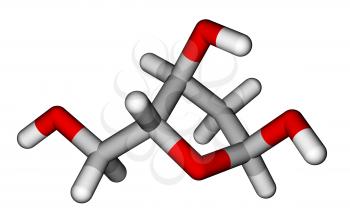 Deoxyribose, a precursor to DNA. 3D molecular model