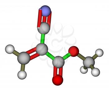 Methyl cyanoacrylate, an instant glue. 3D molecular structure