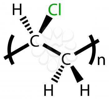Structural formula of polyvinyl chloride (PVC) drawn on a white background