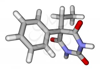 Phenobarbital (epilepsy drug) 3D molecular structure