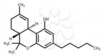 Structural formula of Tetrahydrocannabinol (THC), the psychoactive constituent of the cannabis plant