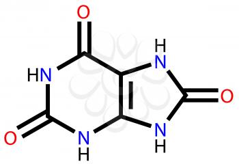 Structural formula of uric acid on a white background
