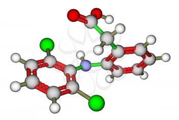 Diclofenac, a non-steroidal anti-inflammatory drug. Molecular structure