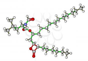Orlistat (obesity treatment drug) 3D molecular structure